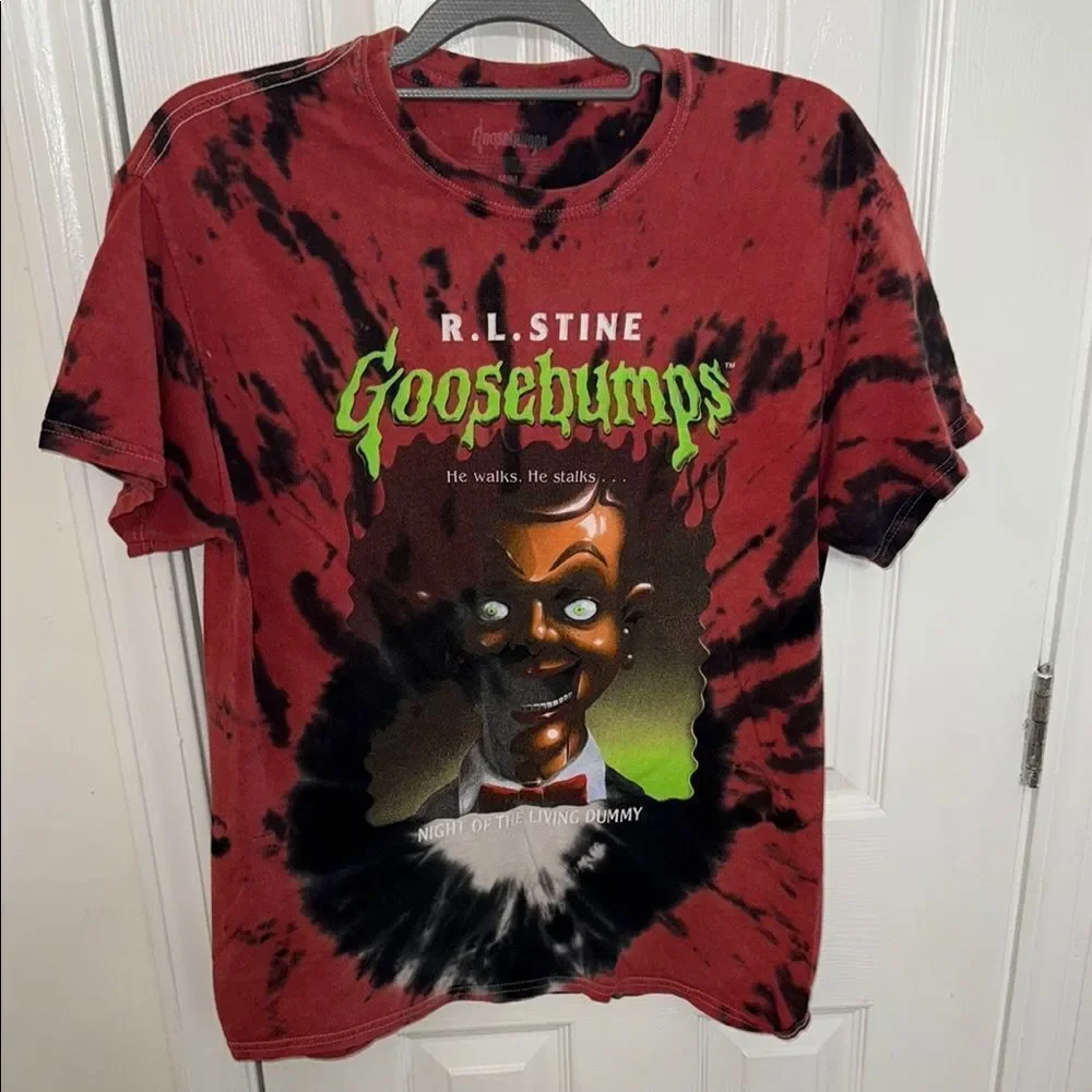 Goosebumps Red and Black Tie-Dye T-Shirt - Picture 1 of 8
